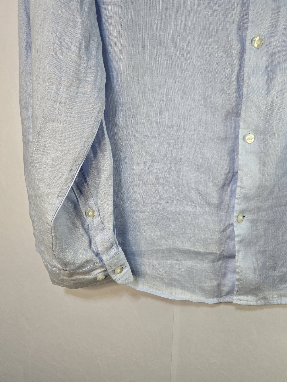 H&M Womens Size XL 100% Linen Soft Blue Slim Fit Button-Up Shirt - Picture 5 of 9